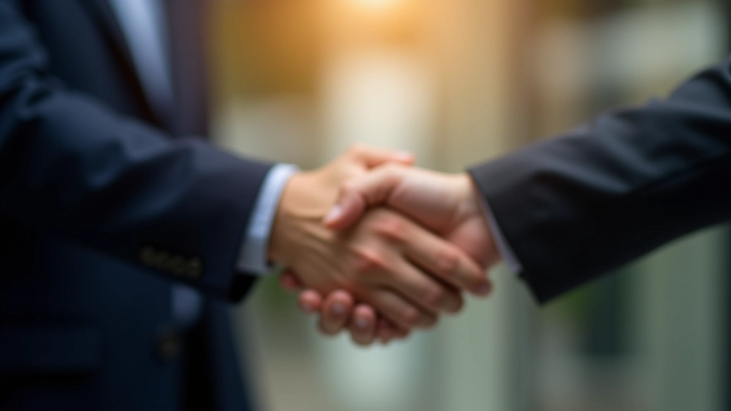 Close-up of hands during professional handshake showing confident grip and relaxed shoulders